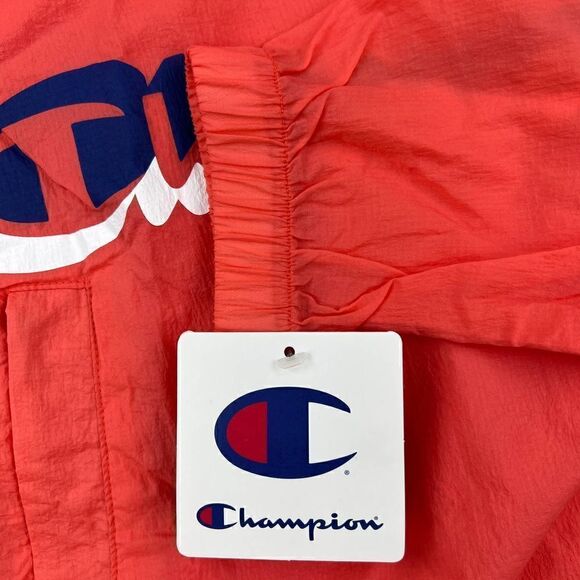 New Champion Men Unisex Red Anorak Hood Windbreaker Long Sleeve Pullover US XS - Picture 11 of 13
